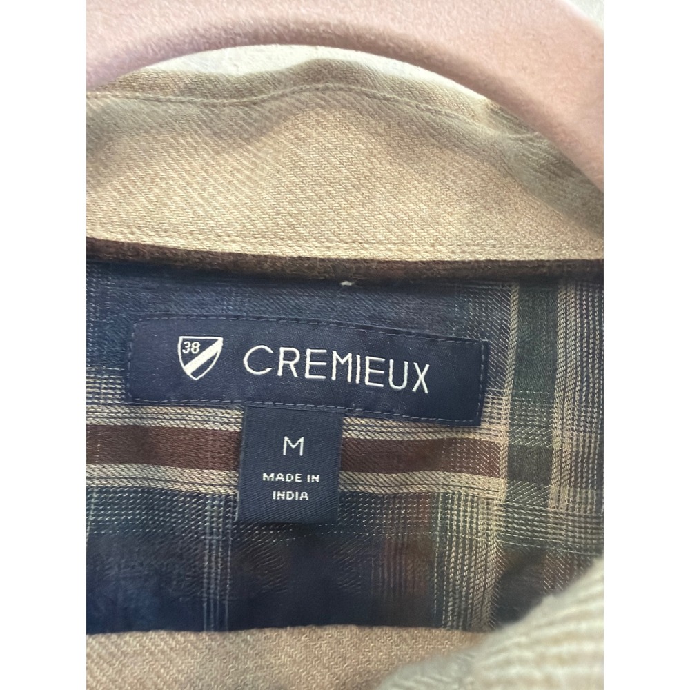 Cremieux Mens Flannel Shirt Tan Cotton Shooting Patch Elbow Patch Medium - Picture 2 of 7